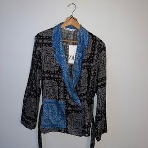 PAISLEY PRINT WRAP BLAZER WITH MATCHING PANTS
